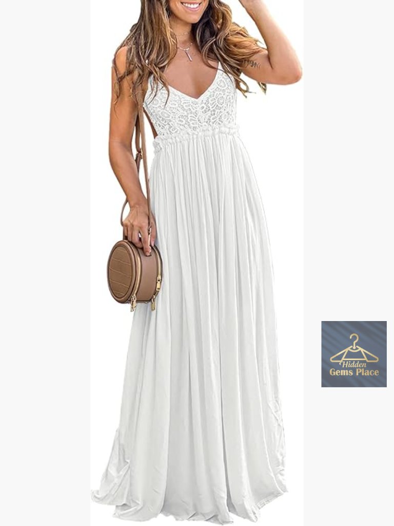 Floral Lace Maxi Dress Sleeveless V Neck Formal Evening Party